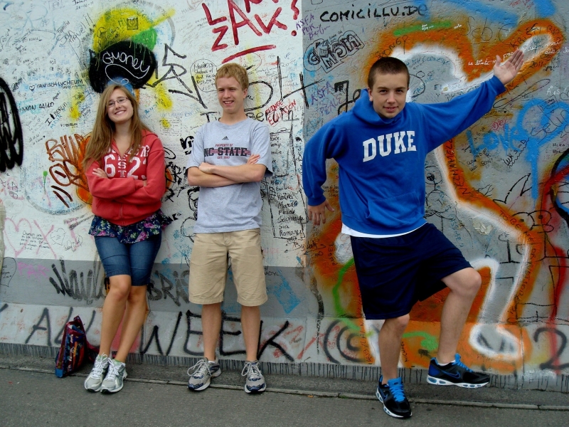 Fun poses at the Eastside Gallery