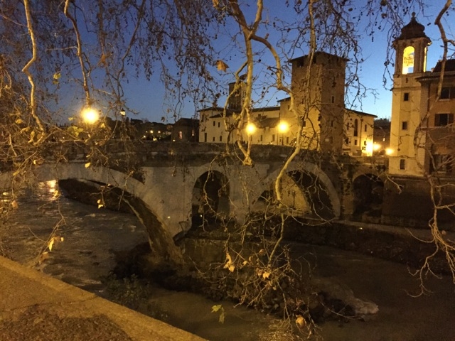 Evening along the Tiber River in Rome