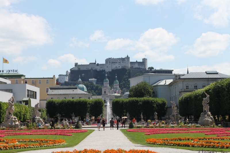 Mirabell Gardens and Fortress in Salzburg