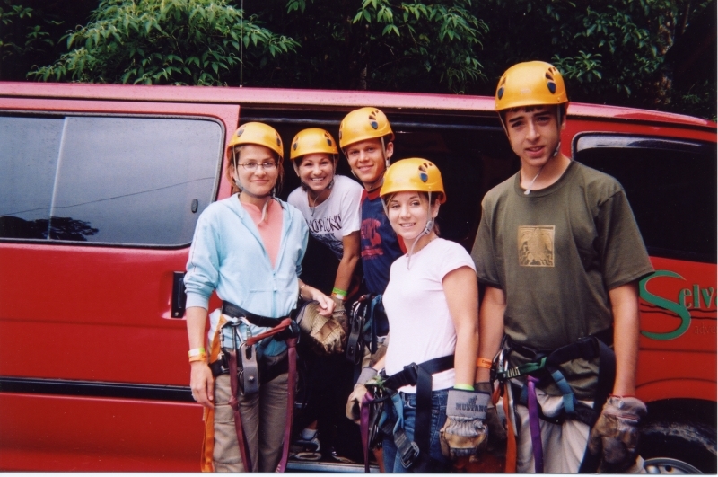 Getting ready for the zip line tour in Monteverde